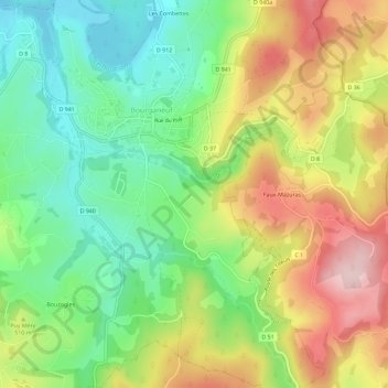 Les Gouttes topographic map, elevation, terrain