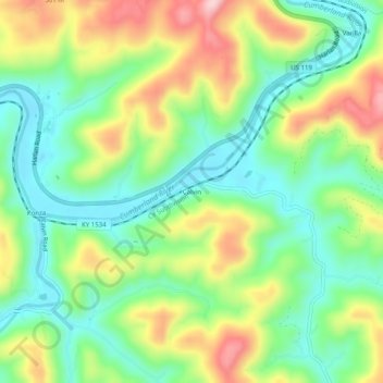 Calvin topographic map, elevation, terrain