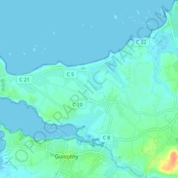 Pen Louc'h topographic map, elevation, terrain