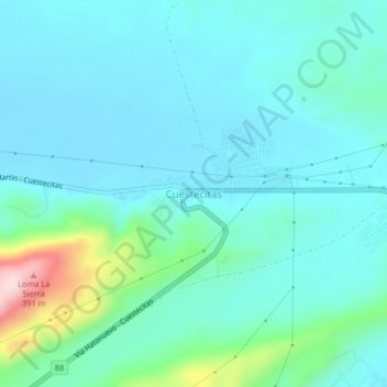 Cuestecitas topographic map, elevation, terrain