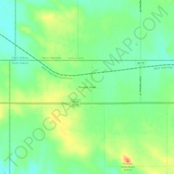 Thunder Hawk topographic map, elevation, terrain