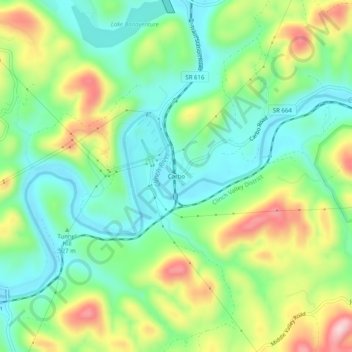 Carbo topographic map, elevation, terrain