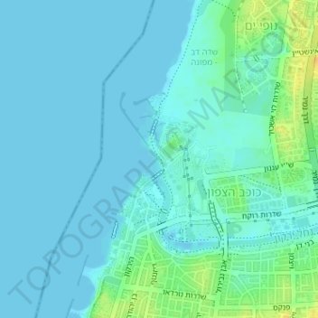 Yarkon River Mouth Lighthouse topographic map, elevation, terrain