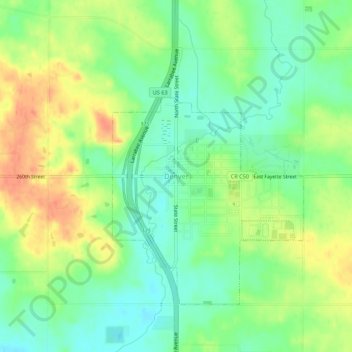 Denver topographic map, elevation, terrain