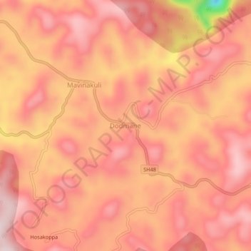 Dodmane topographic map, elevation, terrain