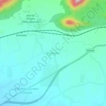 Ettimadai topographic map, elevation, terrain