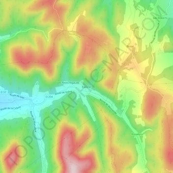 Espenel topographic map, elevation, terrain