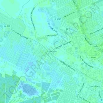 Hollywood topographic map, elevation, terrain