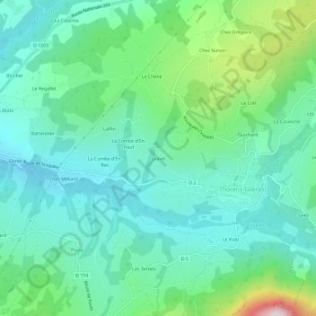 Gravel topographic map, elevation, terrain