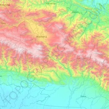 Distrik Werima topographic map, elevation, terrain