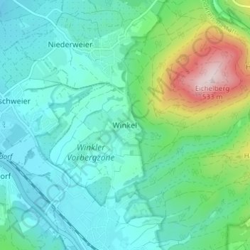 Winkel topographic map, elevation, terrain