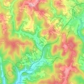 Pézin topographic map, elevation, terrain