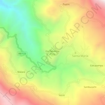 Cochabamba Chico topographic map, elevation, terrain