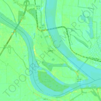 Cairo topographic map, elevation, terrain