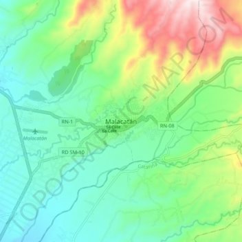 Malacatán topographic map, elevation, terrain