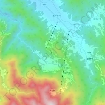 篁岭 topographic map, elevation, terrain
