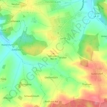 Gänsberg topographic map, elevation, terrain