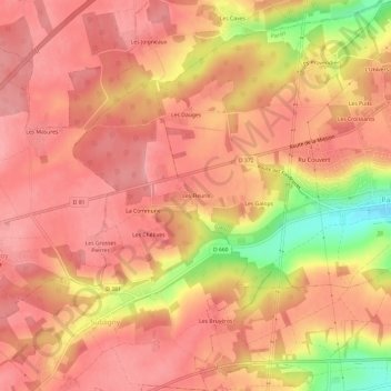 Les Fleuris topographic map, elevation, terrain