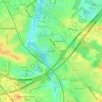 Brookfield topographic map, elevation, terrain