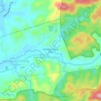 Kampung Belai Hilir topographic map, elevation, terrain