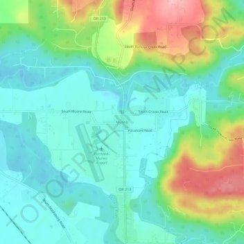 Mulino topographic map, elevation, terrain
