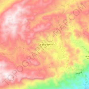 Senahú topographic map, elevation, terrain