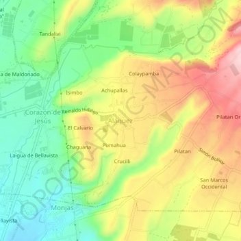Aláquez topographic map, elevation, terrain