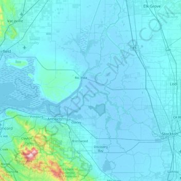 Twitchell Island topographic map, elevation, terrain