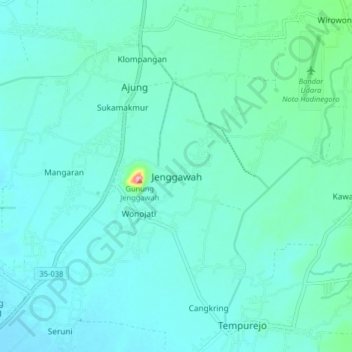 Jenggawah topographic map, elevation, terrain