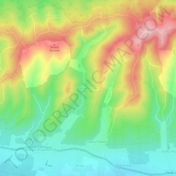 Valea Mantei topographic map, elevation, terrain