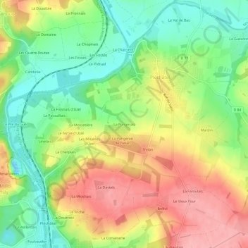 La Pungerais topographic map, elevation, terrain