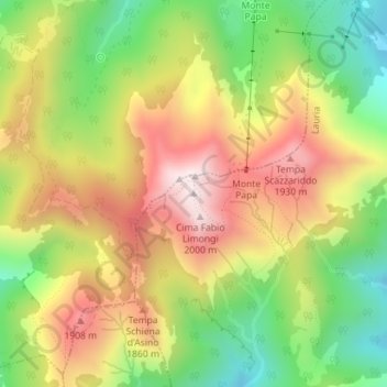 Monte Sirino topographic map, elevation, terrain