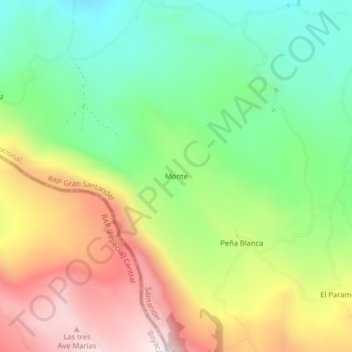 Monte topographic map, elevation, terrain