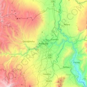 Ambato topographic map, elevation, terrain
