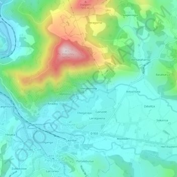 Mendiondoa topographic map, elevation, terrain