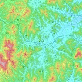 Gimcheon topographic map, elevation, terrain