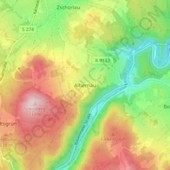 Albernau topographic map, elevation, terrain
