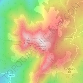 Punta di a Vacca Morta topographic map, elevation, terrain