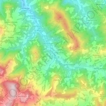 Schizzola topographic map, elevation, terrain
