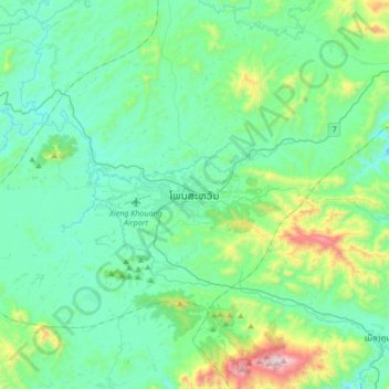Phonsavan topographic map, elevation, terrain