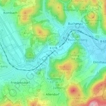 Carlshütte topographic map, elevation, terrain