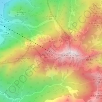 Tegelberg topographic map, elevation, terrain