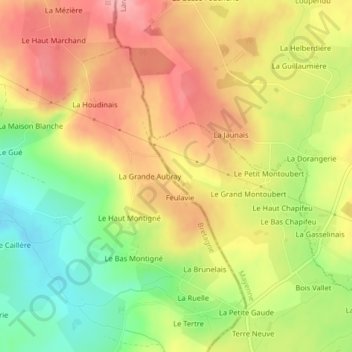 Le Champ de la Grande Aveu topographic map, elevation, terrain