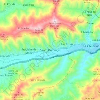Santo Domingo topographic map, elevation, terrain