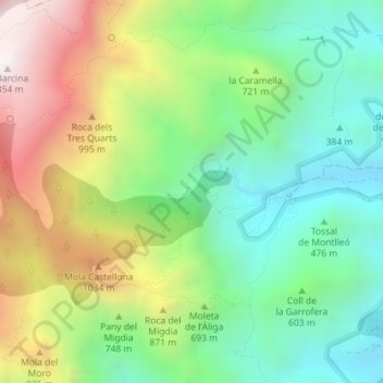 Salt de la Caramella topographic map, elevation, terrain