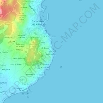 O Touro topographic map, elevation, terrain