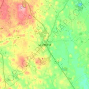 Saintfield topographic map, elevation, terrain