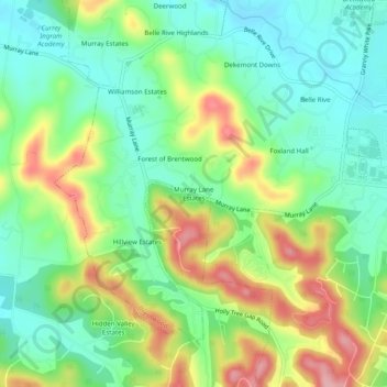 Murray Lane Estates topographic map, elevation, terrain