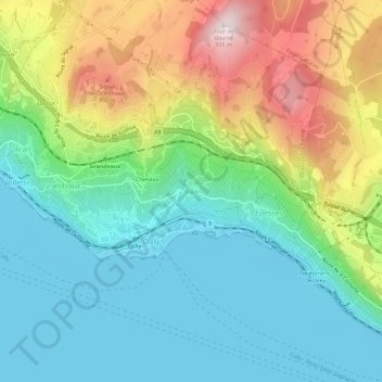Riex topographic map, elevation, terrain