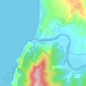 Boyeruca topographic map, elevation, terrain